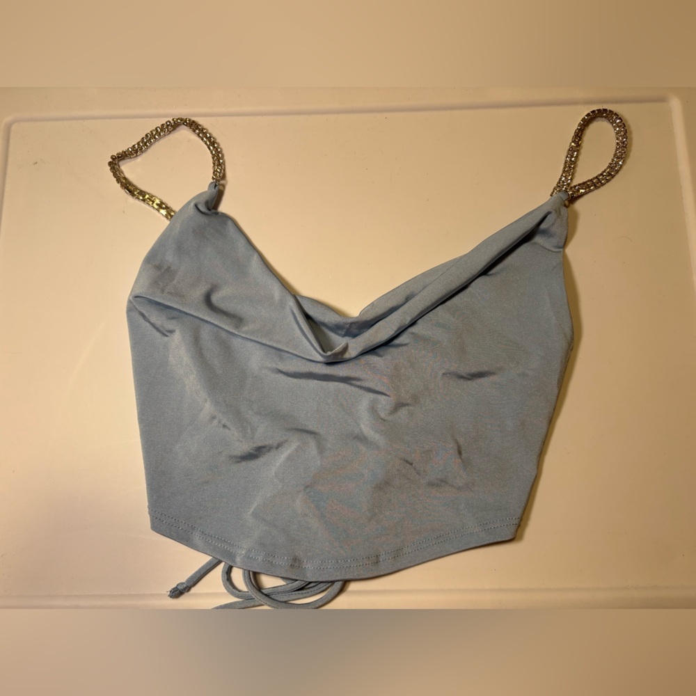 Chain Strap Light Blue Women's Top